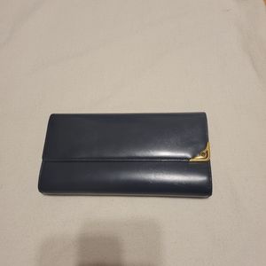 Vintage Cratier navy blue sapphire leather long wallet